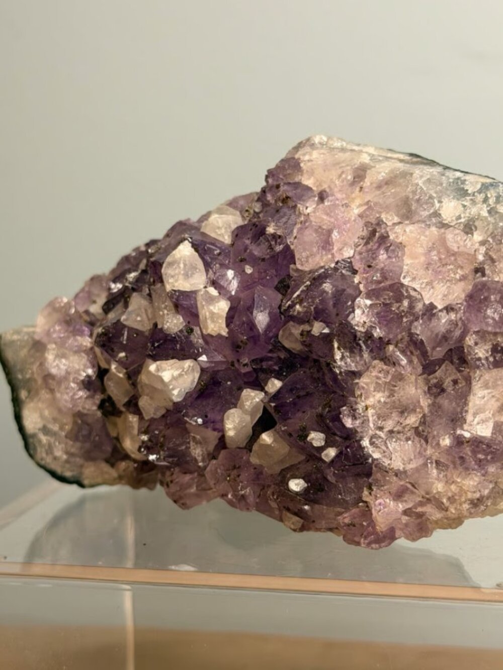 Amethyst with Calcite Crystal Cluster | Natural Mineral Specimen